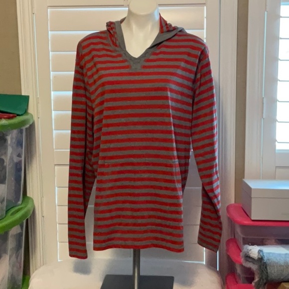 American Rag Red and Gray Striped Hoodie - Picture 1 of 5